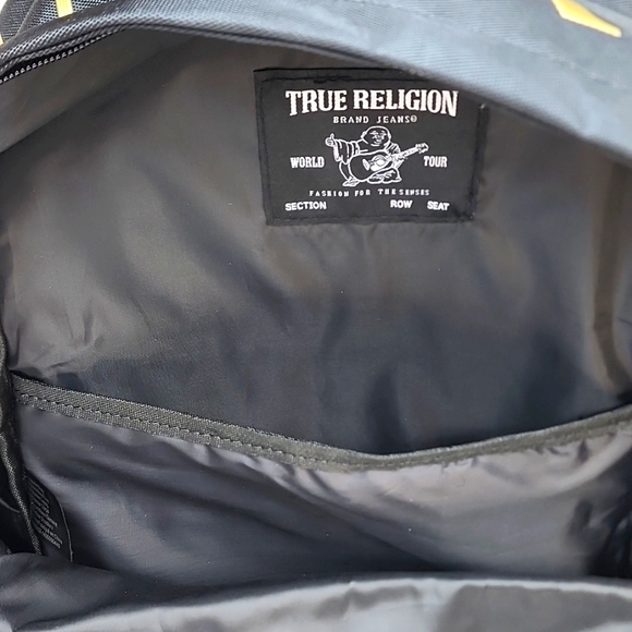 True Religion Bags True Religion Black With Gold Logo Writing Backpack With Computer